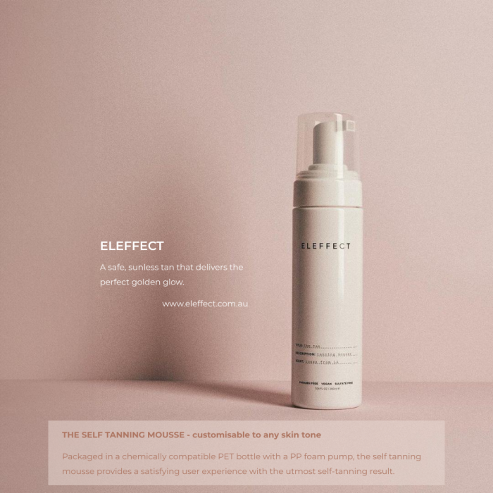 ELEFFECT, Self Tanning Mousse is packaged in SRPs Packaging